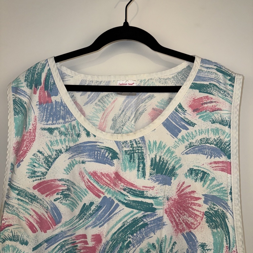 Fashion Seal Womens XL Abstract Brushstroke Apron Tunic Vest Pockets Made in USA - Picture 5 of 8